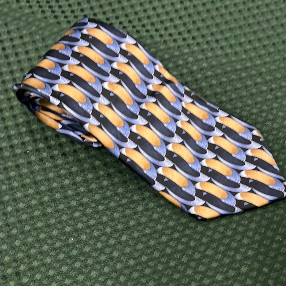 Carlos Devenezia‎ tie silk Roma barcelona Elegant Blue and Gold Men's Tie
